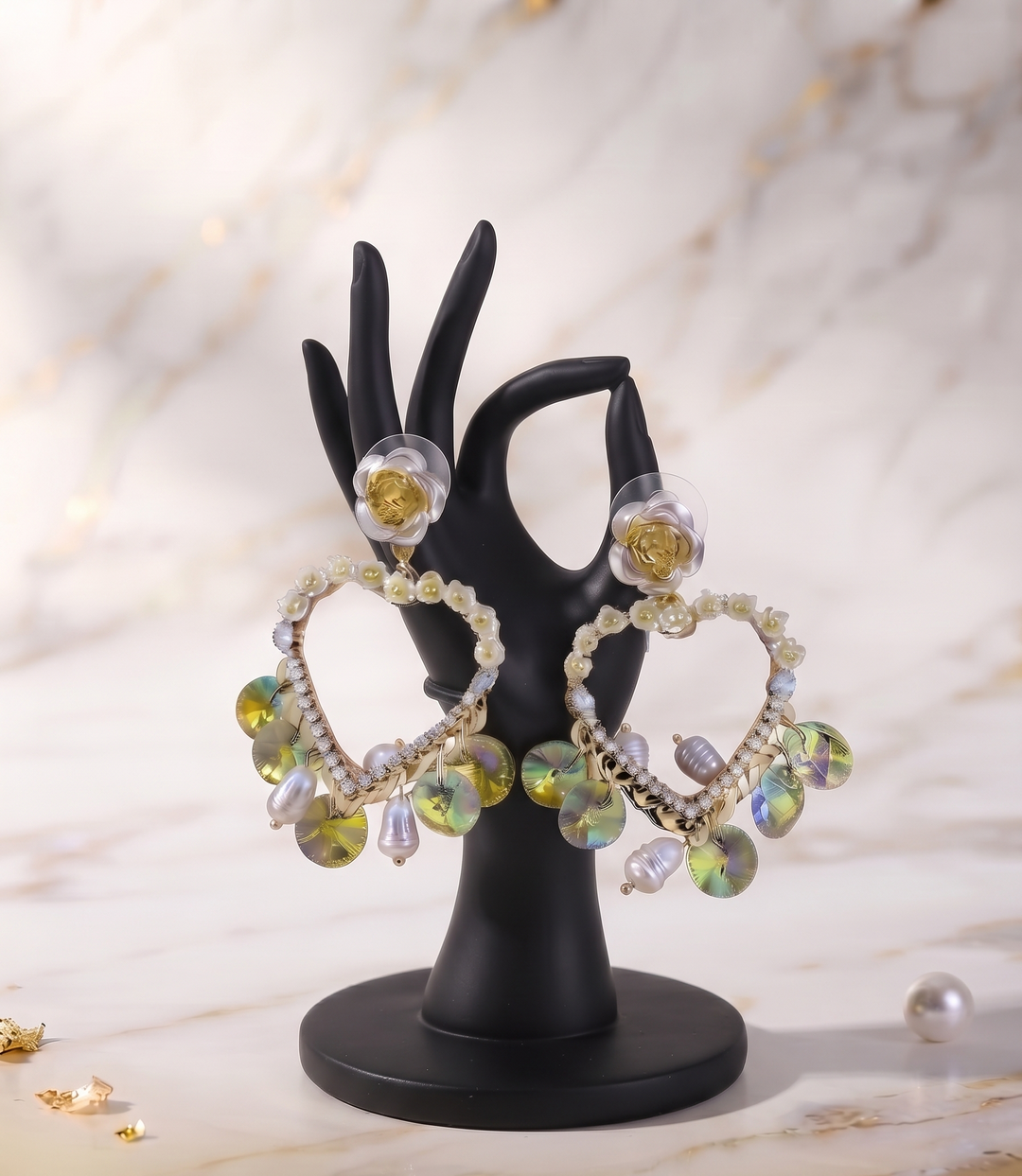 Yellow Crystal Hoop Drop Earrings