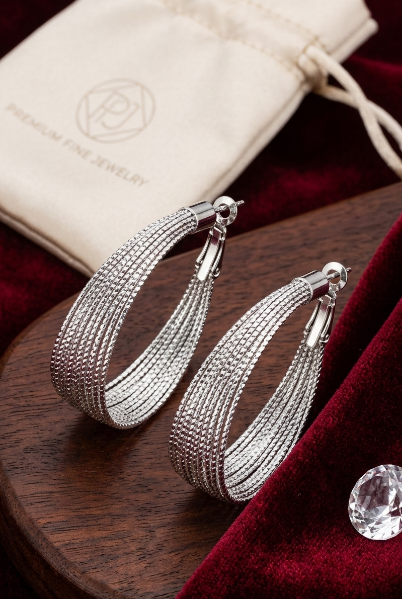 Silver Mesh Teardrop Earrings
