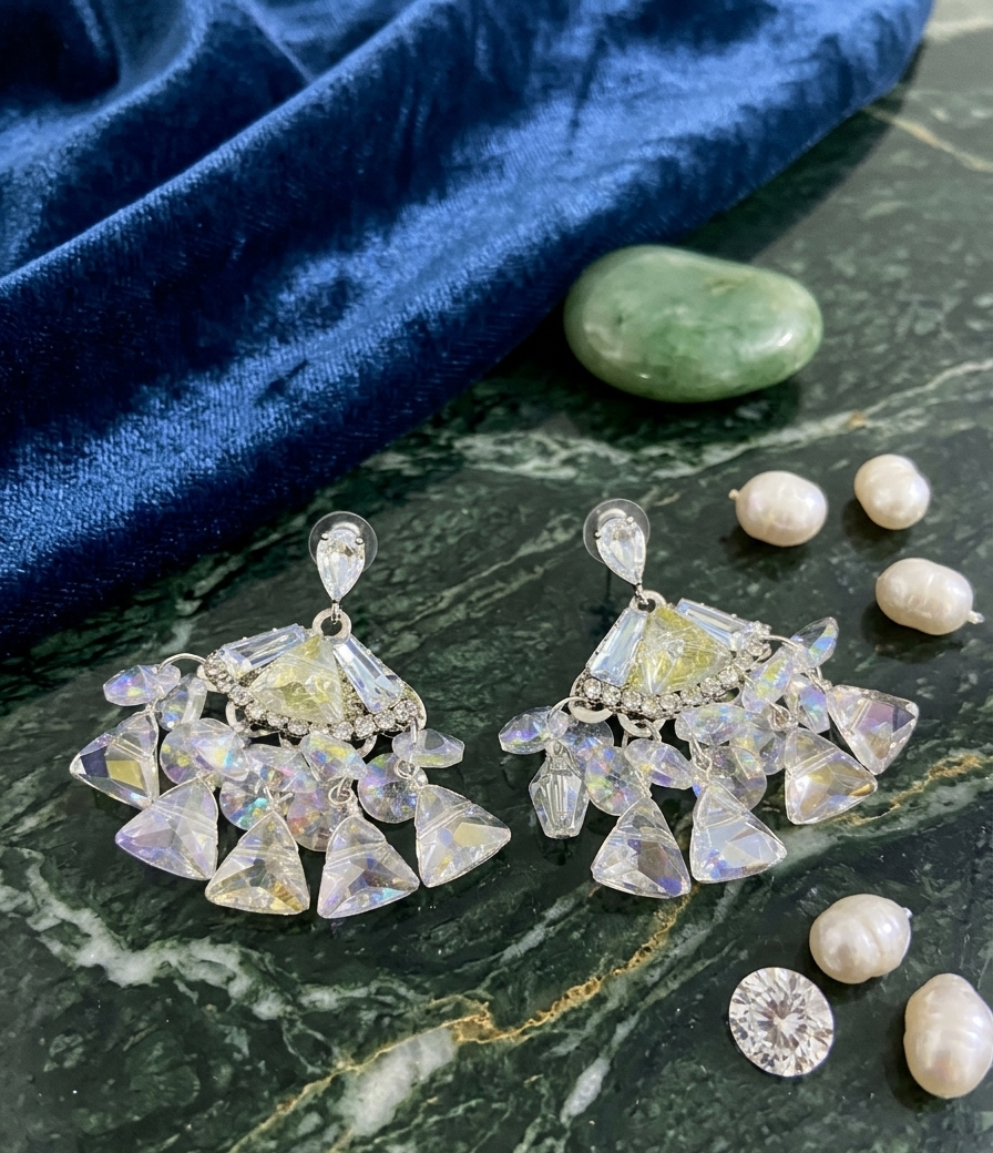 Crystal Fan Drop Earrings