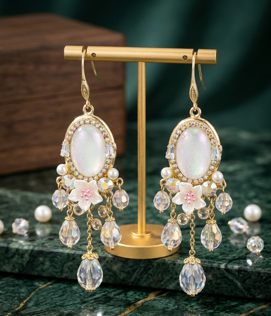 Crystal Opal Look Drop Earrings