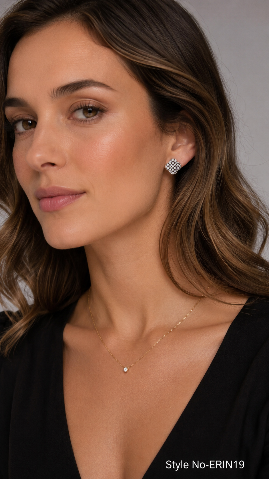 Silver Clover Stud Earrings With Pavé Micro Cubic Zirconia