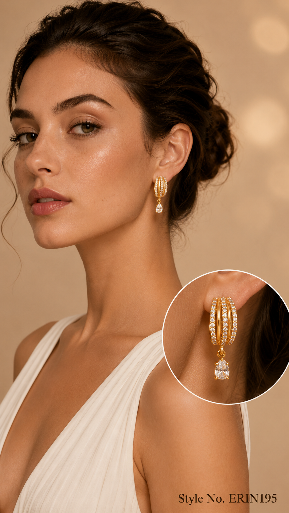Statement gold tone multi row drop earrings for women