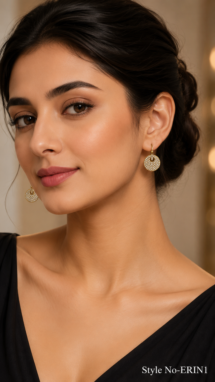 Gold-Tone Pavé Disc Drop Earrings