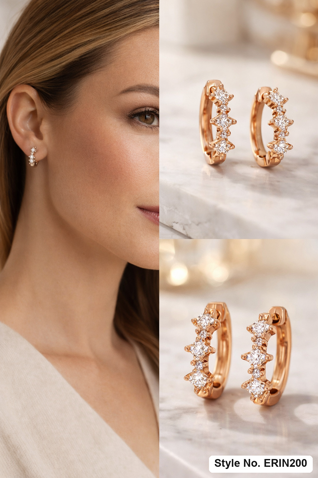 Gold tone celestial star cluster huggie hoop earrings for women