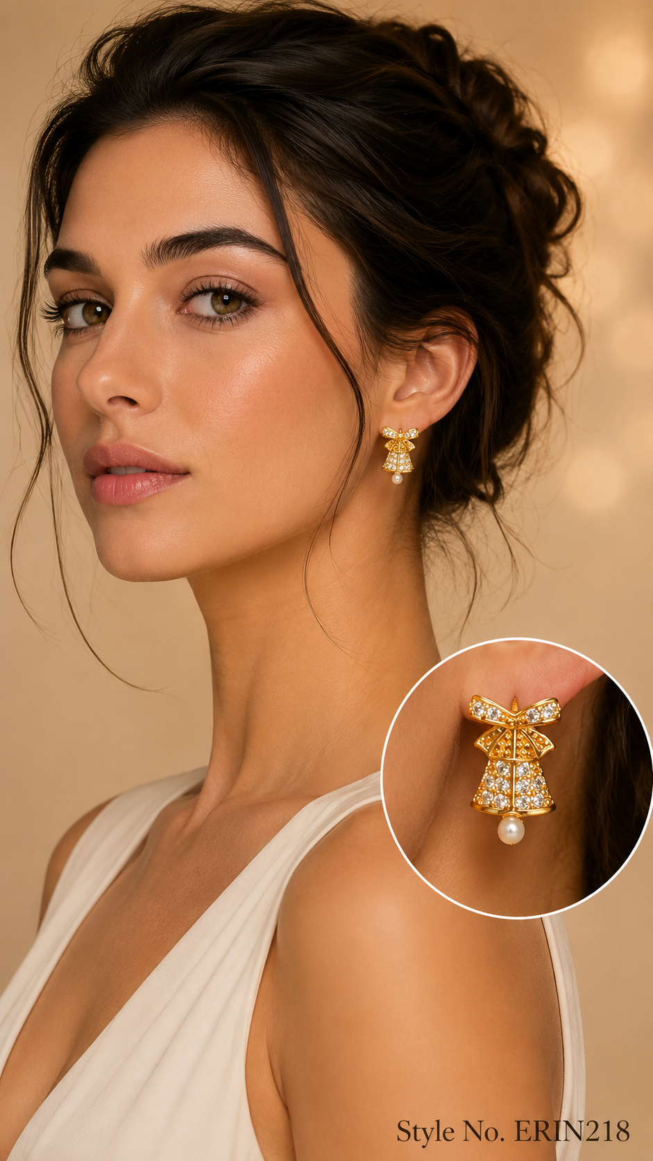 Gold Floral Drop Stud Earrings | ERIN218