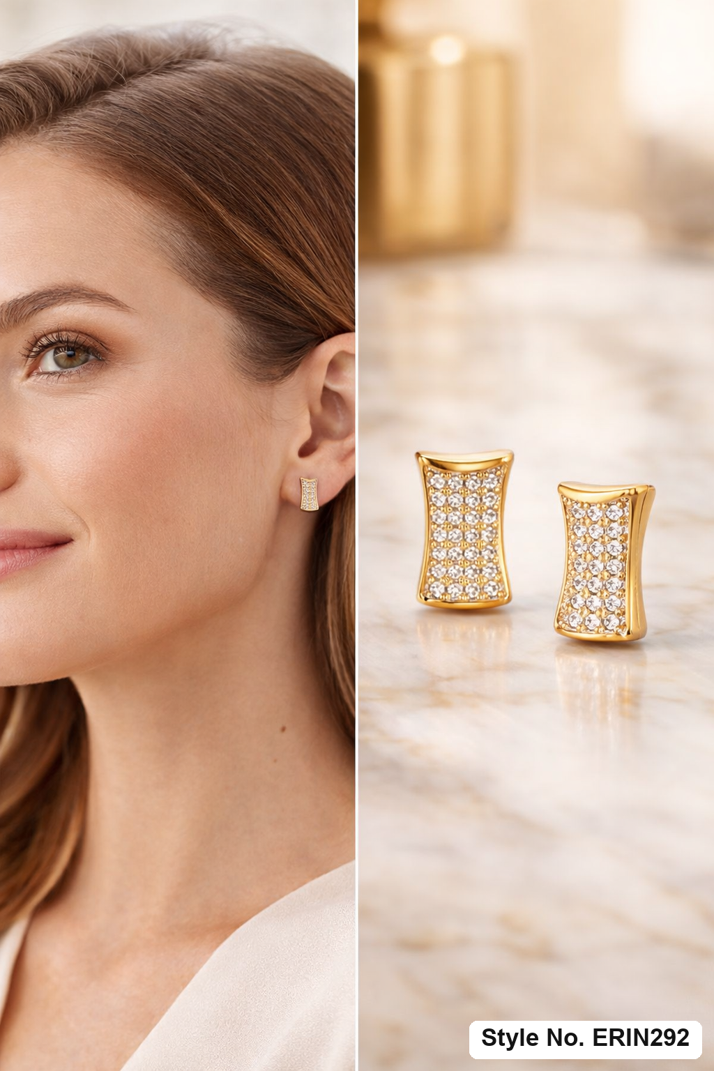 Concave multi row pave stone wide curved huggie hoop earrings