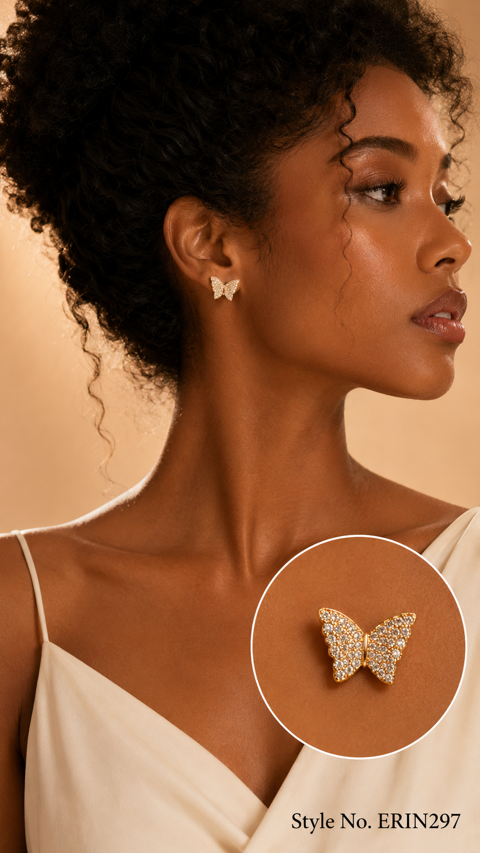 Gold Bird Feather Drop Earrings | ERIN297