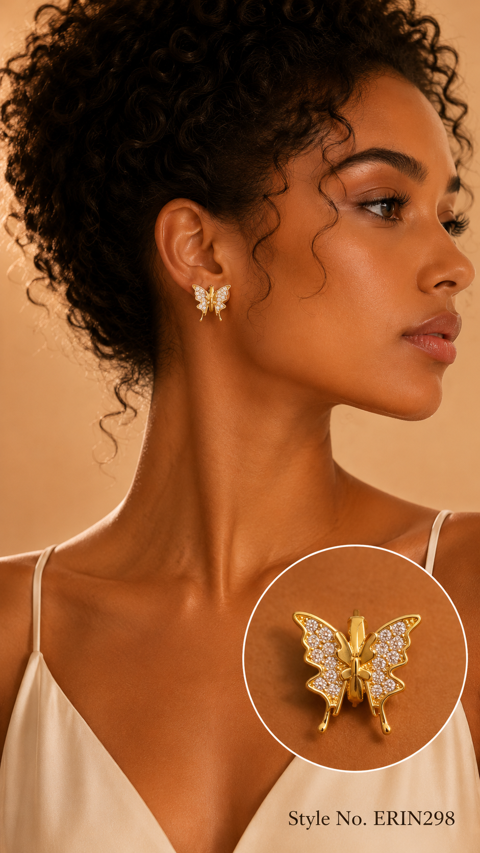 Swallowtail butterfly pave stone hinged huggie hoop earrings