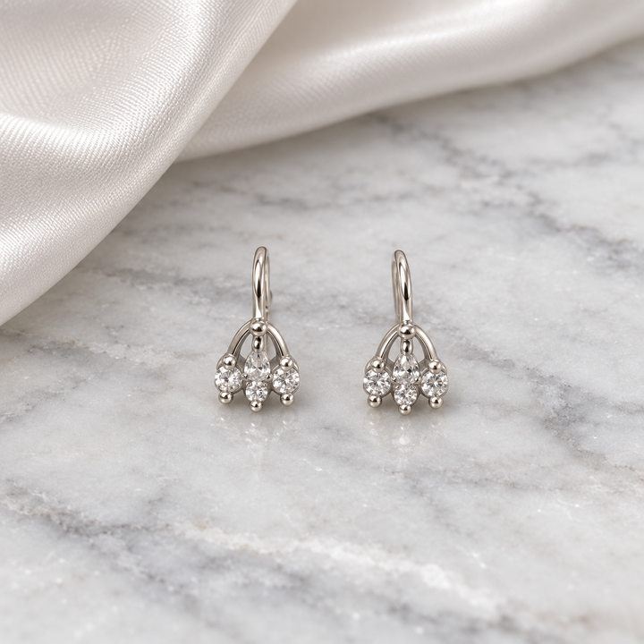 Silver-Tone Crystal Cluster Drop Earrings