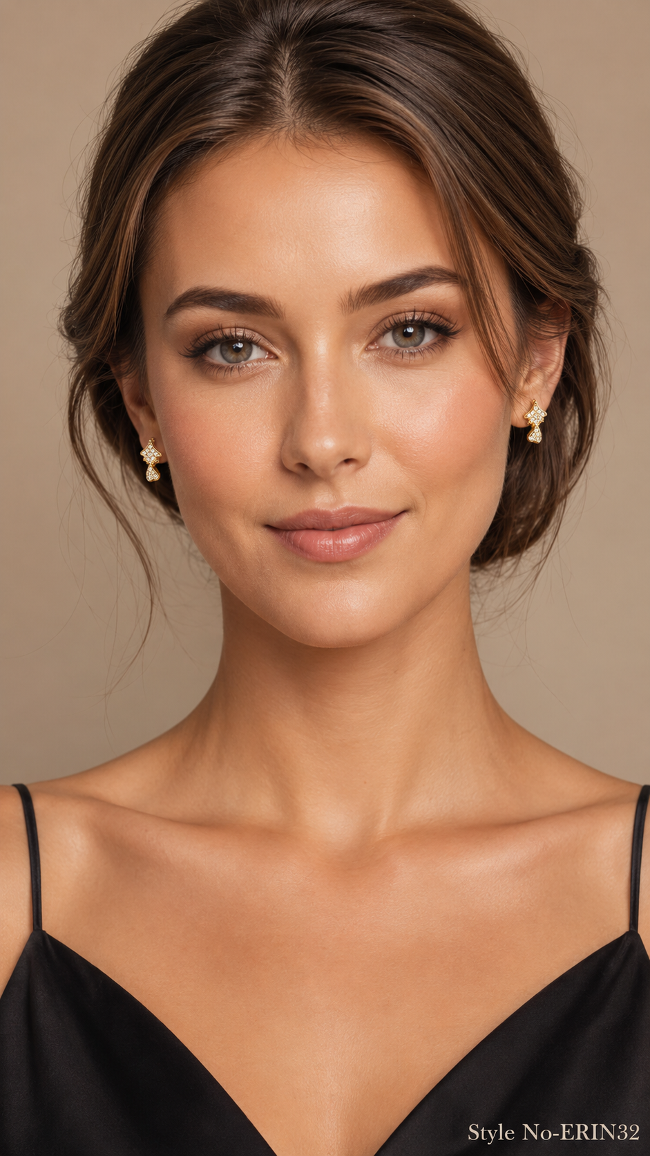 Dainty Gold Fish Shaped Stud Earrings Pavé Crystal Jewelry