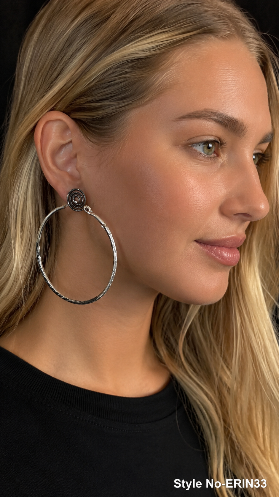 Silver Diamond Cut Hoop Earrings Lightweight Textured Round Hoops Jewelry