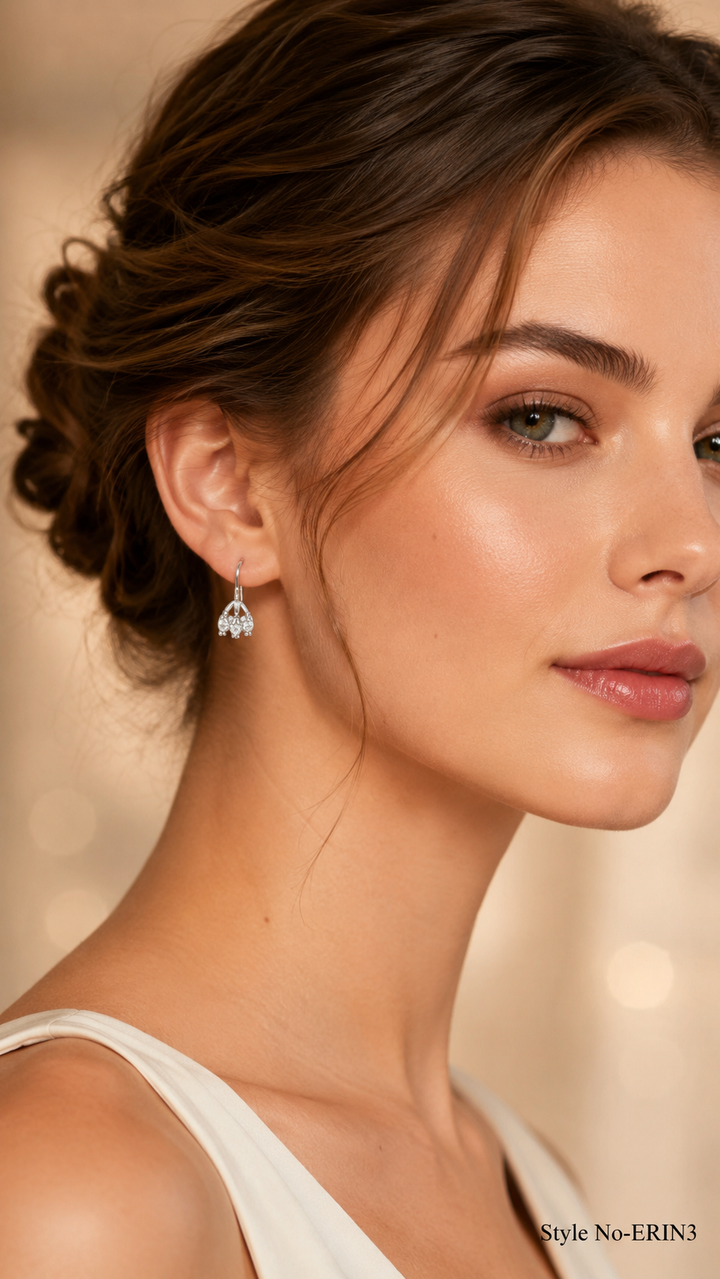 Silver-Tone Crystal Cluster Drop Earrings