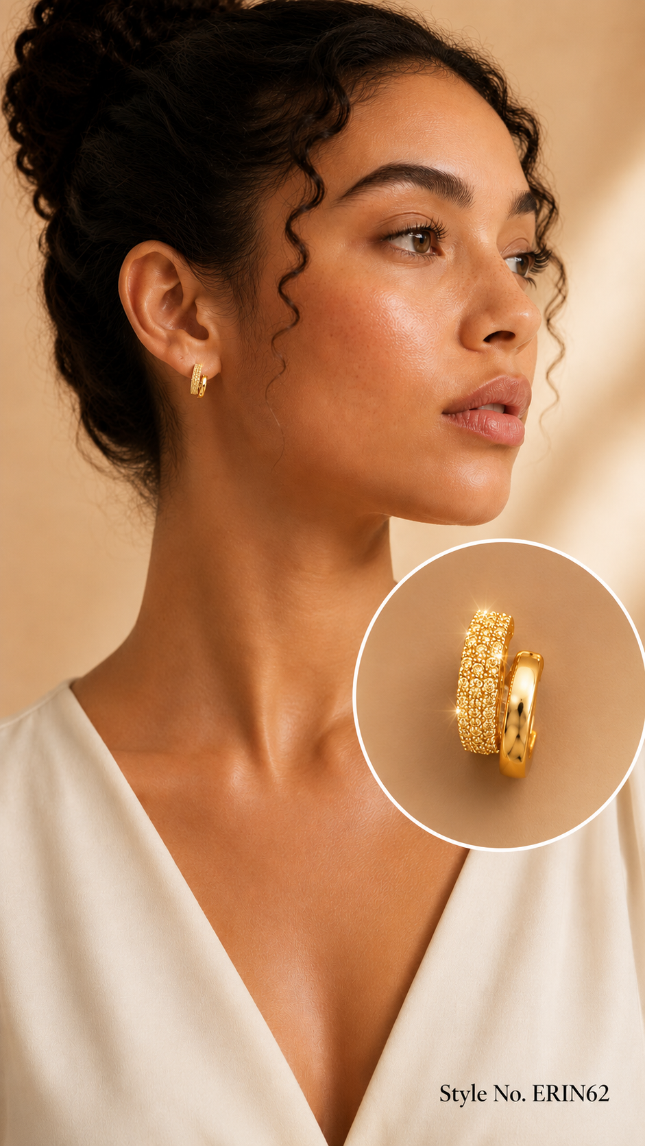 Gold Crisscross Double Row Huggie Hoop Earrings Pave Crystal Jewelry