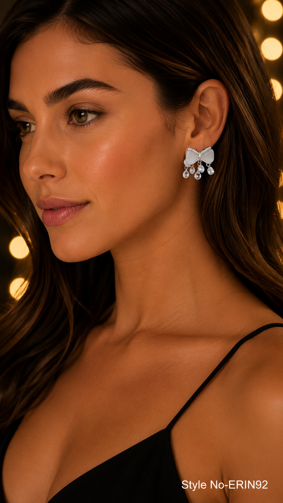 Silver Opal Bowknot Drop Earrings Shimmering Tassel Dangle Jewelry