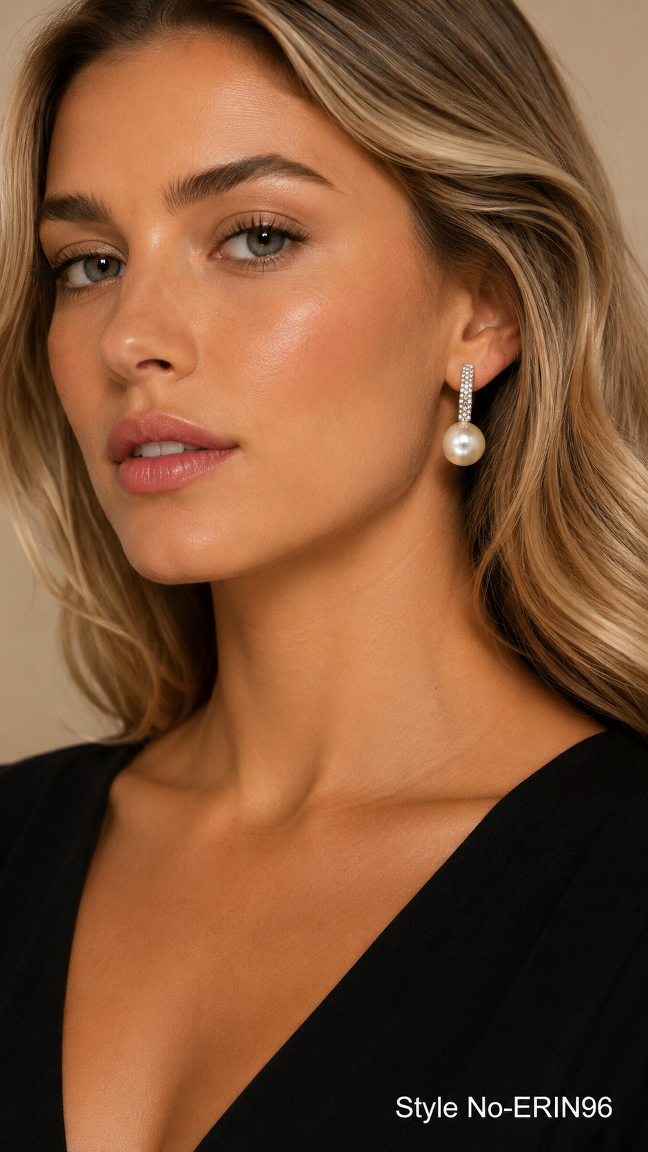 Silver Pave Crystal Hoop Pearl Drop Earrings Elegant Dangle Jewelry