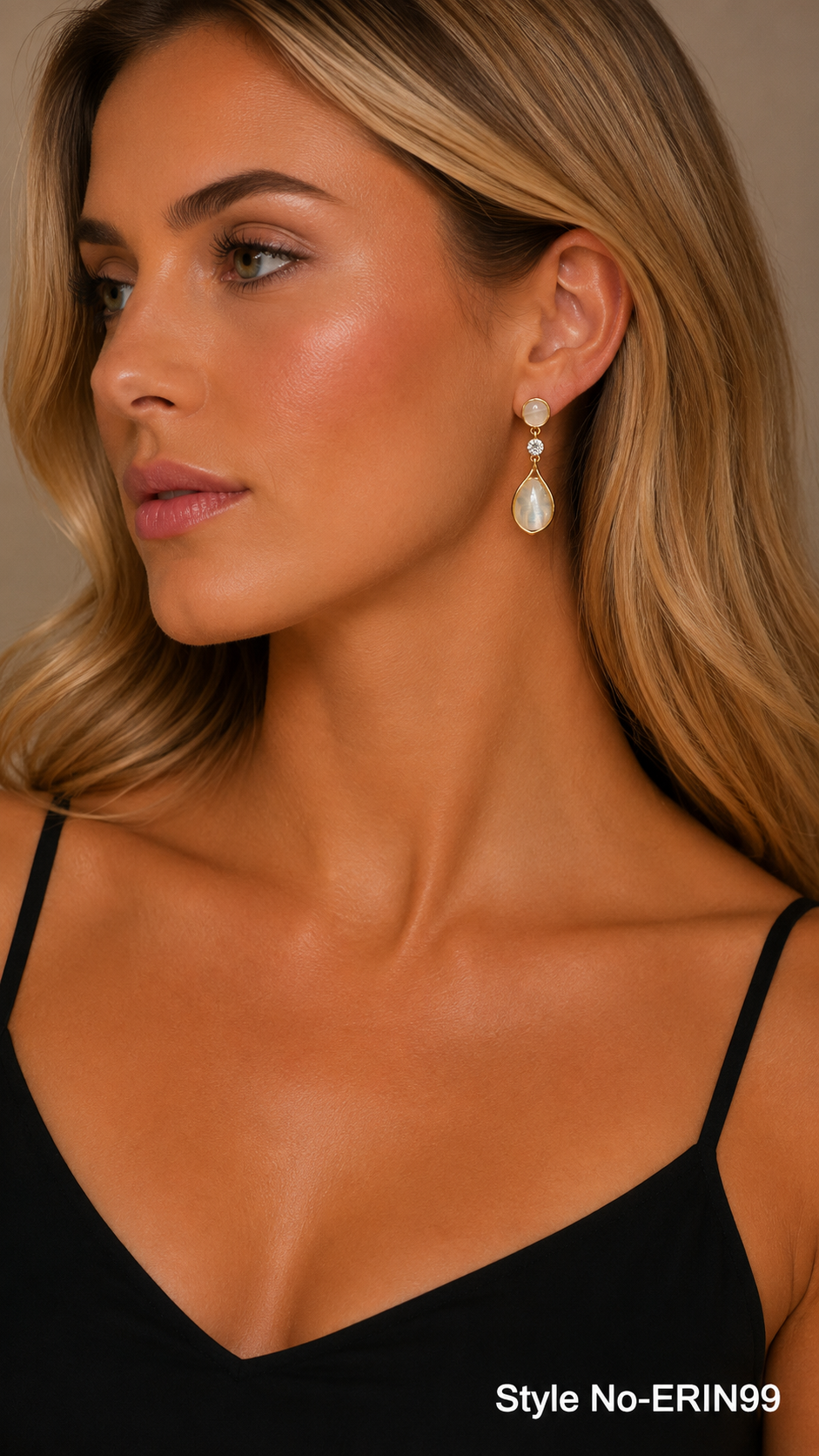 Gold Opal Teardrop Dangle Earrings Crystal Bezel Drop Jewelry