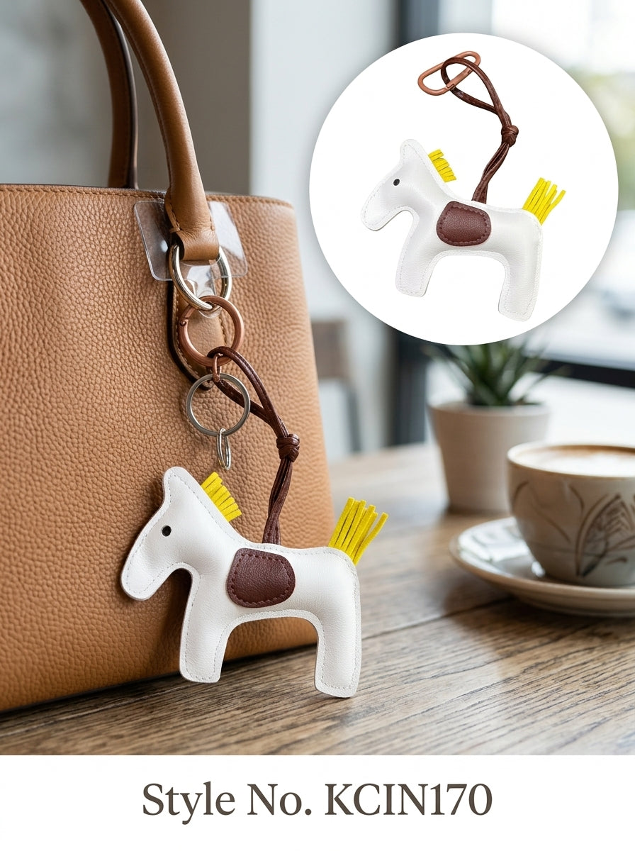White horse figure with yellow mane and tail Keychain | KCIN170