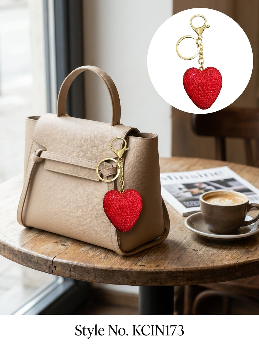 Red rhinestone heart charm Keychain | KCIN173