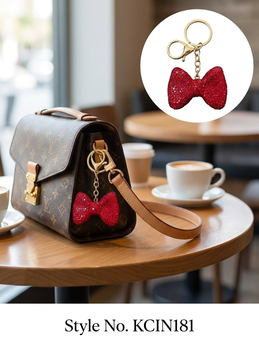 Red glitter bow charm Keychain | KCIN181
