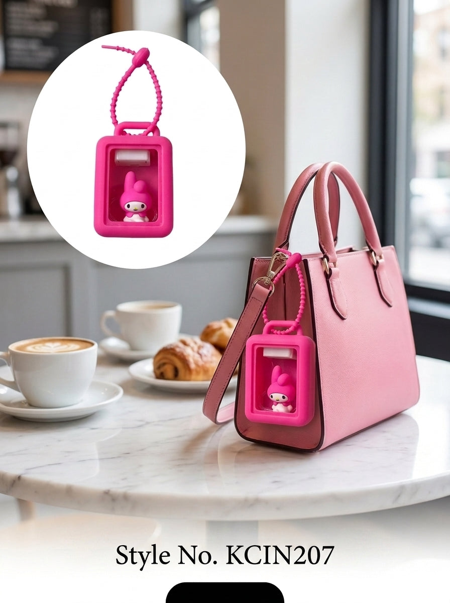 Pink rectangular photo frame keychain with cord loop Keychain | KCIN207