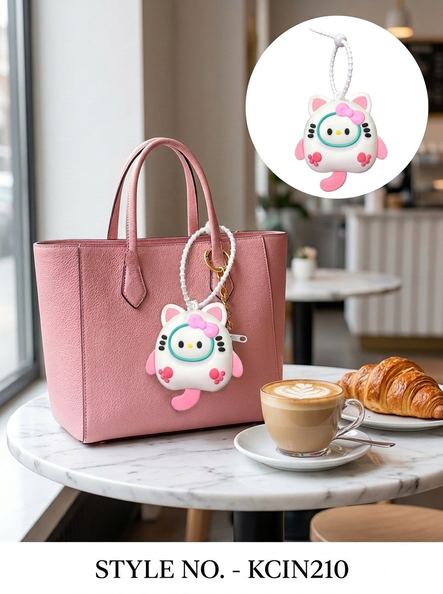 White owl face pouch charm with cord loop Keychain | KCIN210