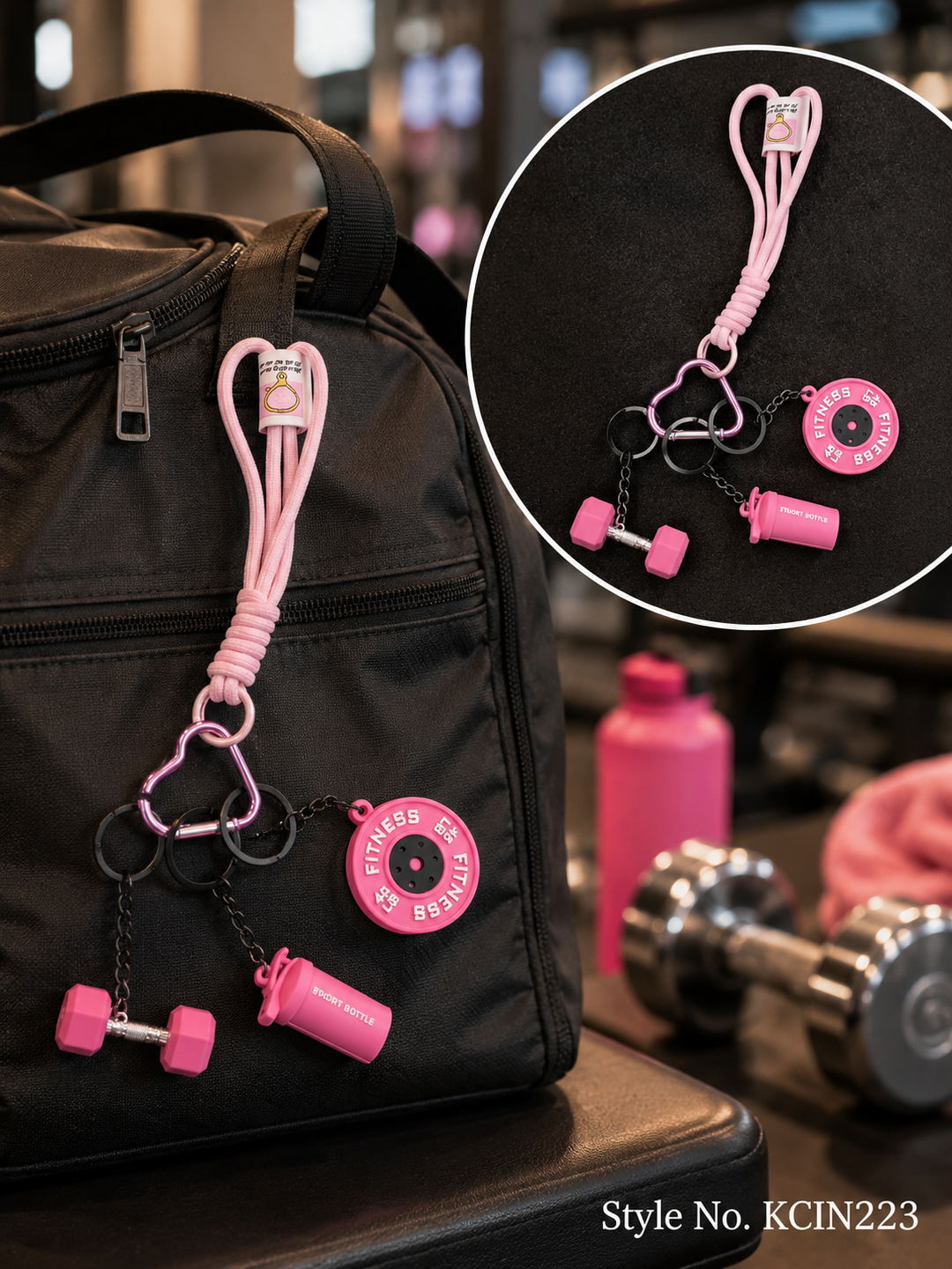 Pink accessory set keychain with tiny charms Keychain | KCIN223