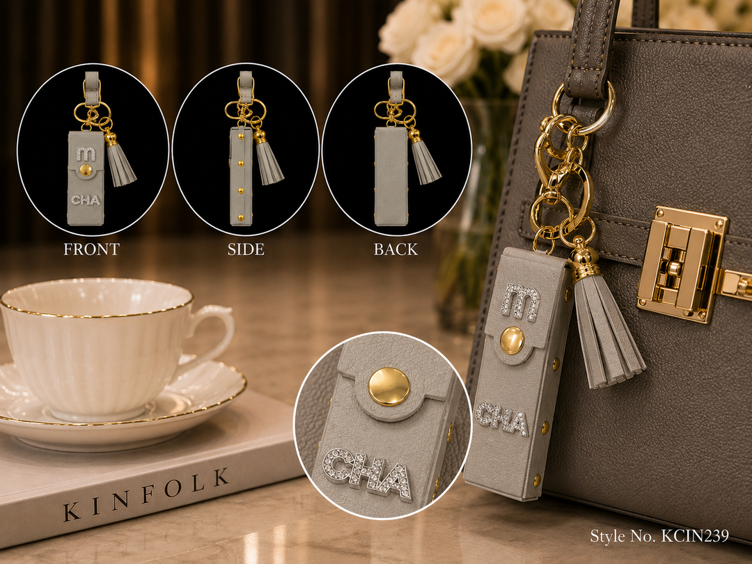 Black and gold mini wallet with tassel charm Keychain | KCIN239