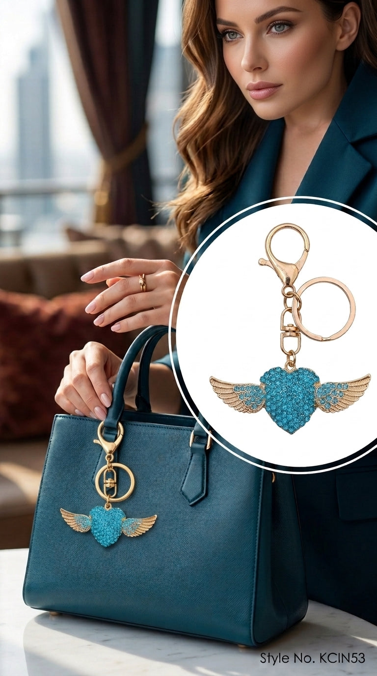 Blue heart with wing details Keychain | KCIN53