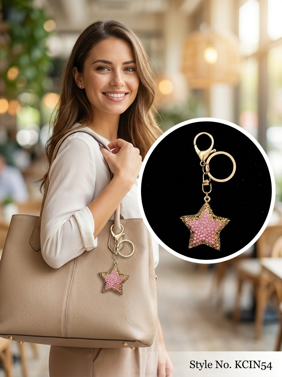 Pink glitter star charm Keychain | KCIN54
