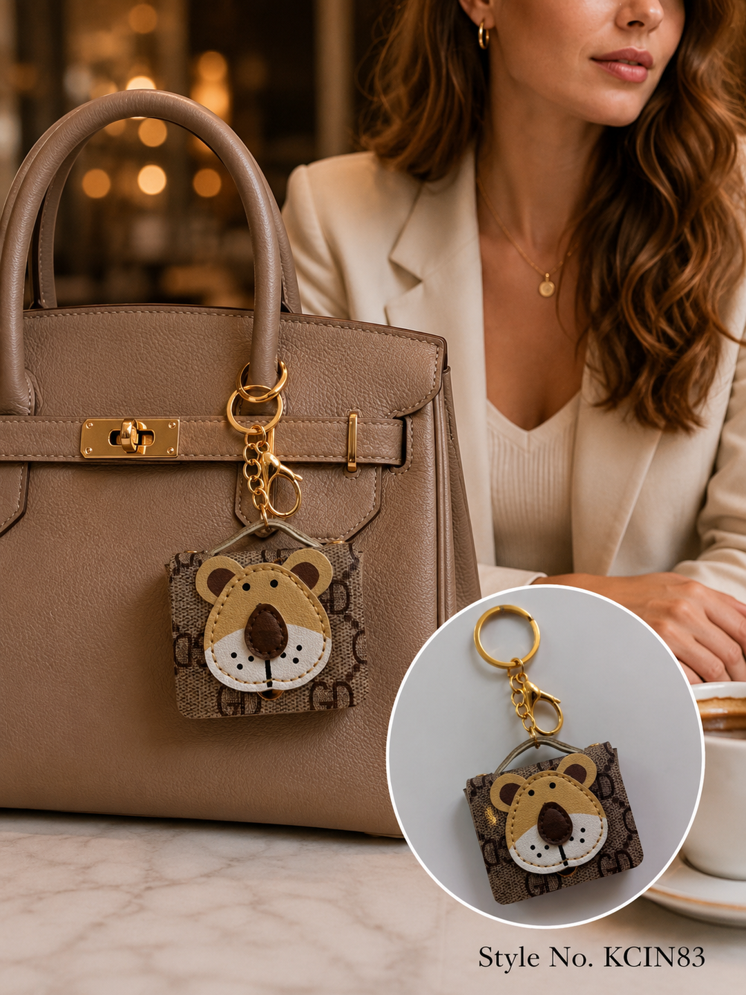Monogram Canvas Teddy Bear Mini Handbag Charm and Keychain
