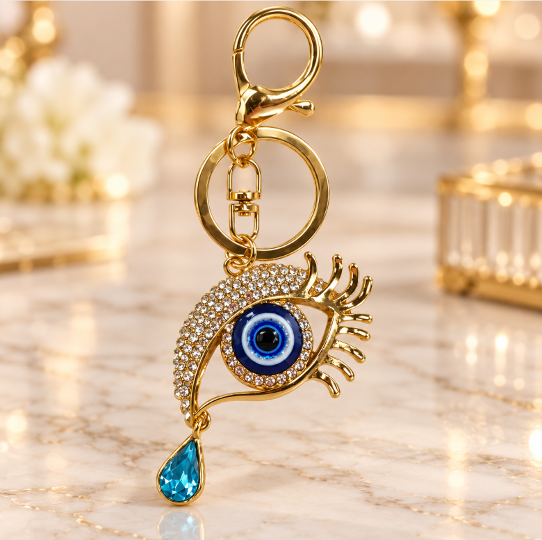 Peacock Feather Evil Eye Keychain - KCMEIFEN001