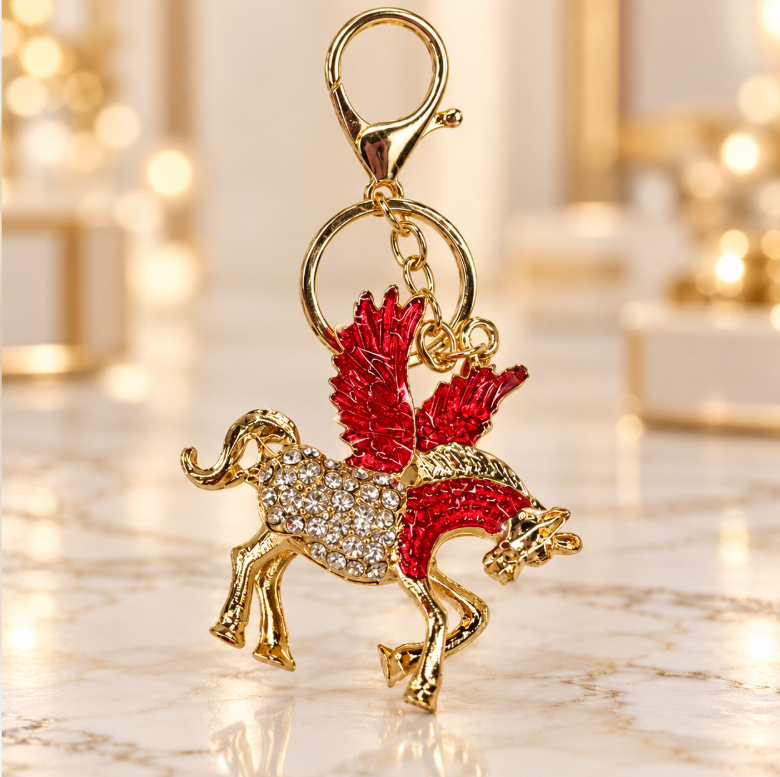 Red Crystal Horse Keychain - KCMEIFEN015