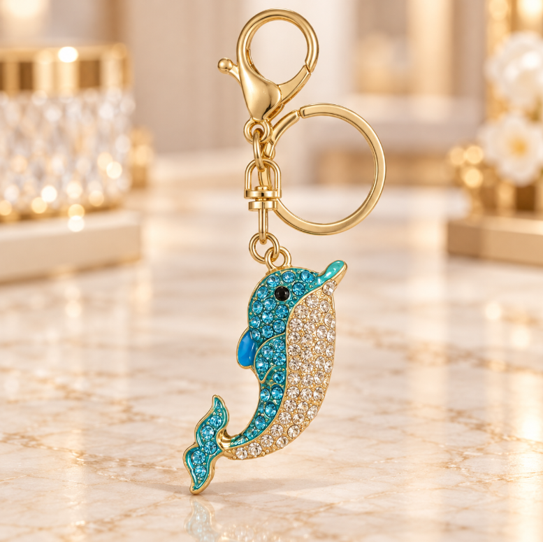 Blue Crystal Dolphin Keychain - KCMEIFEN021