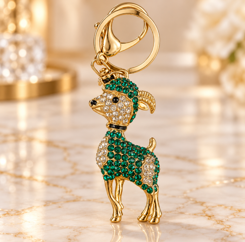 Green Crystal Deer Keychain - KCMEIFEN031