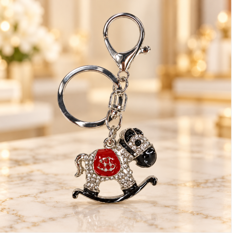 Crystal Rocking Horse Charm Keychain - KCMEIFEN034