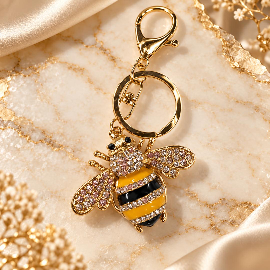 Golden Crystal Bumblebee Keychain - KCMEIFEN042