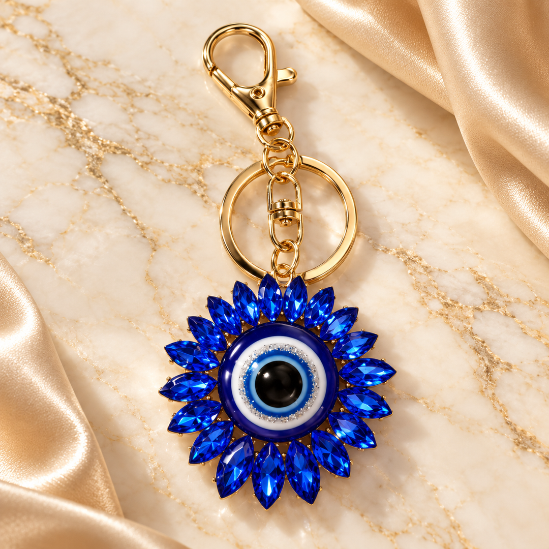 Blue Evil Eye Sunburst Keychain - KCMEIFEN051