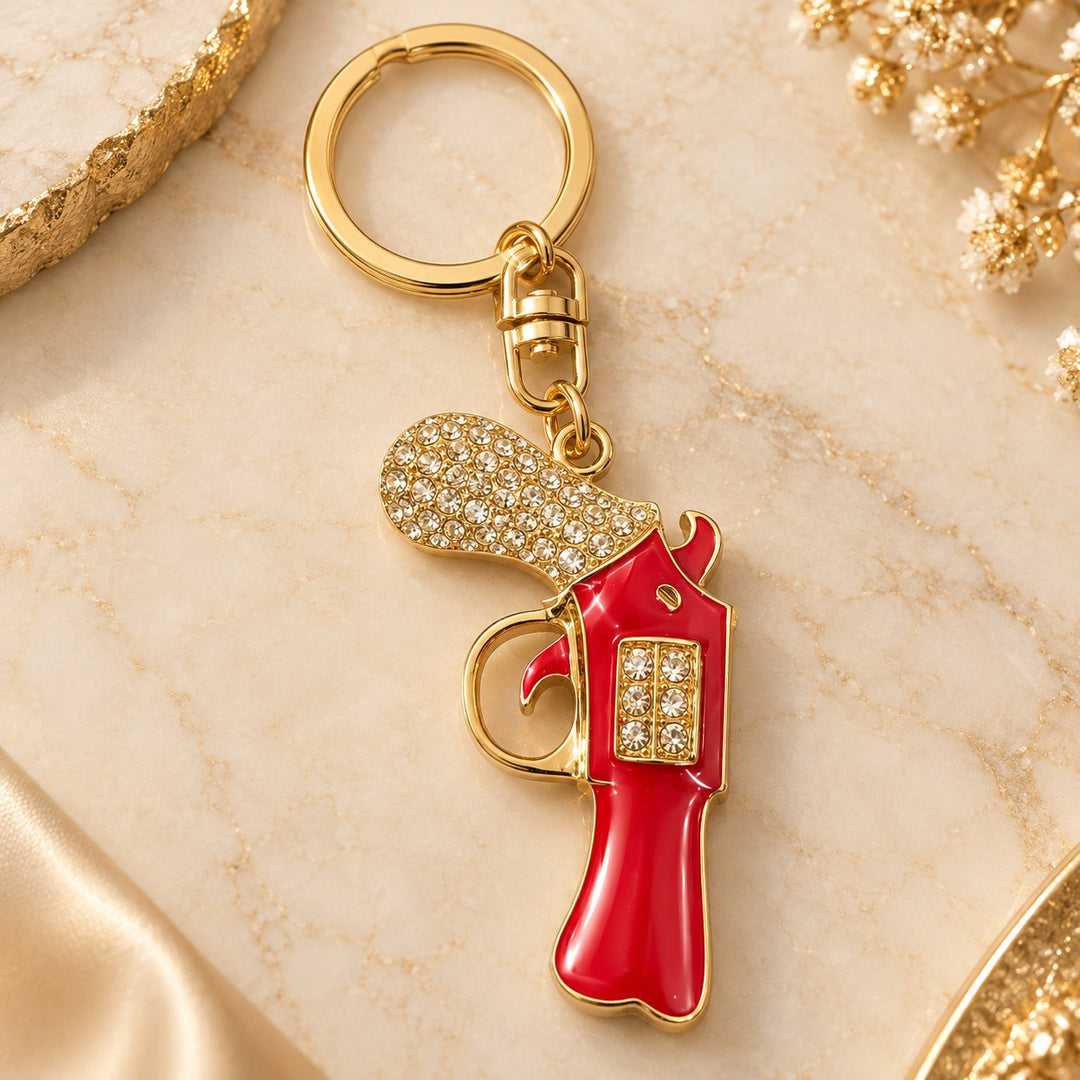 Red gun Keychain with Crystal Bodice