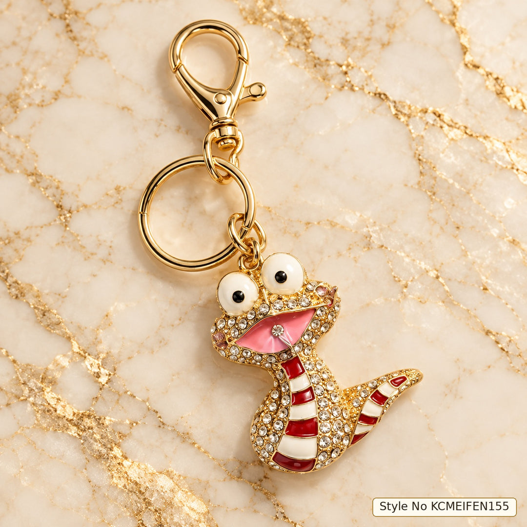 Character Keychain with Pink Face and Red Outfit