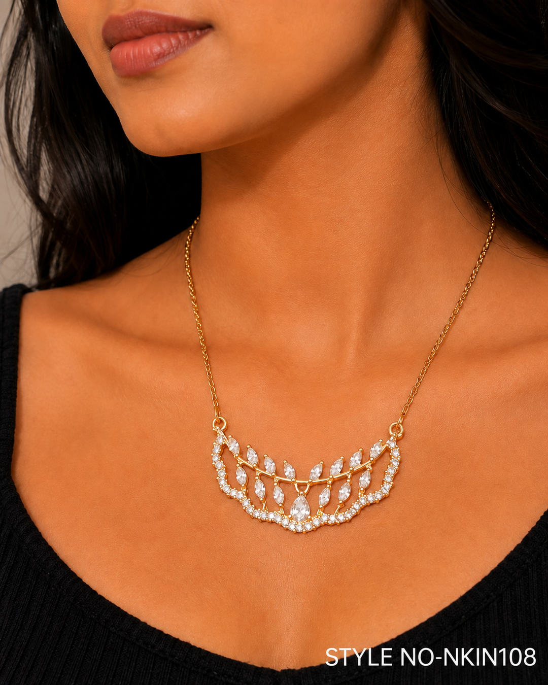 Rose Gold Crystal Collar Necklace | NKIN108