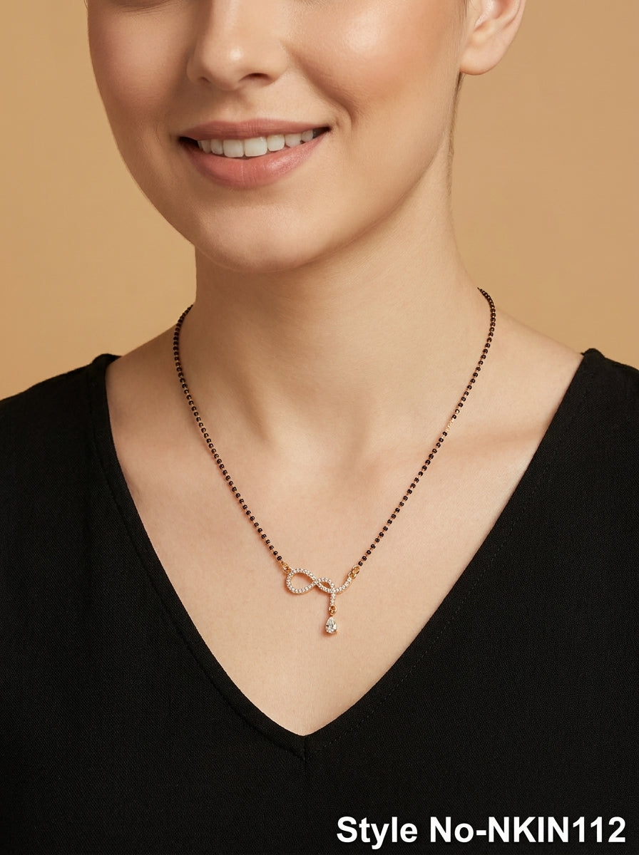 Black and Rose Gold Infinity Drop Necklace | NKIN112
