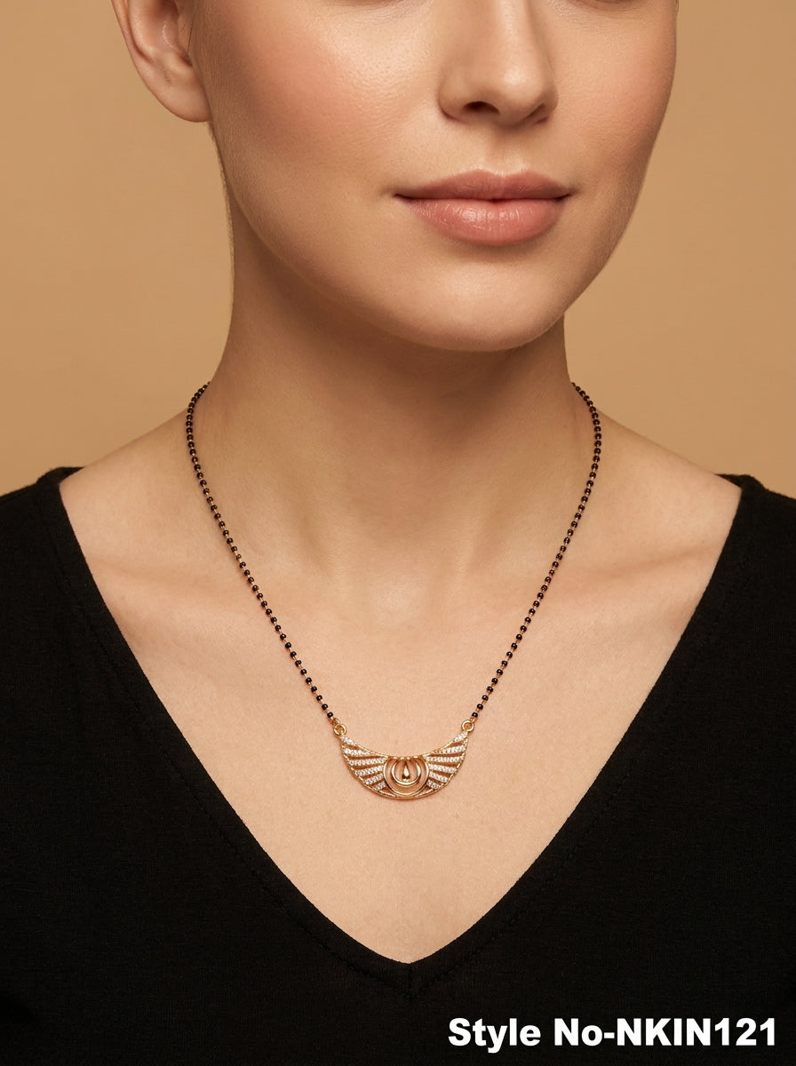 Black and Rose Gold Fan Necklace | NKIN121