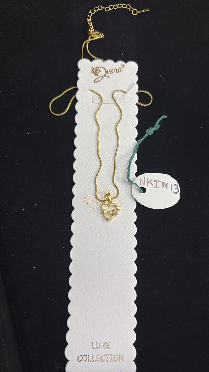 Gold Pavé Crystal Open Heart "Love" Pendant Necklace