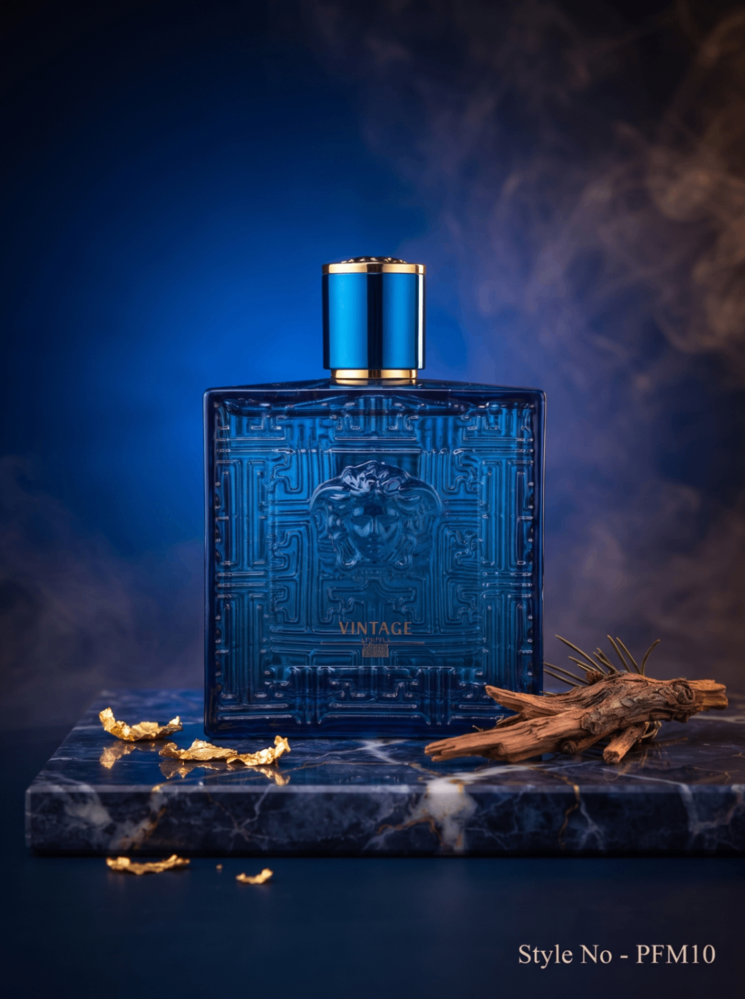 Royal Blue Embossed Glass EDP Perfume