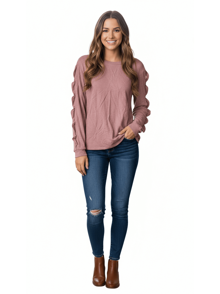 Pink Tie Sleeve Sweatshirt
