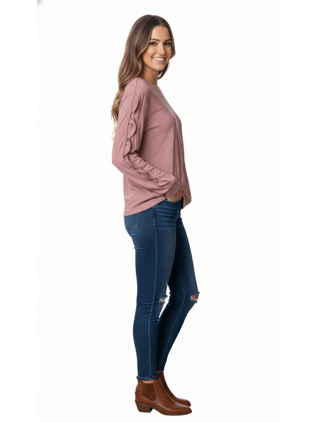 Pink Tie Sleeve Sweatshirt