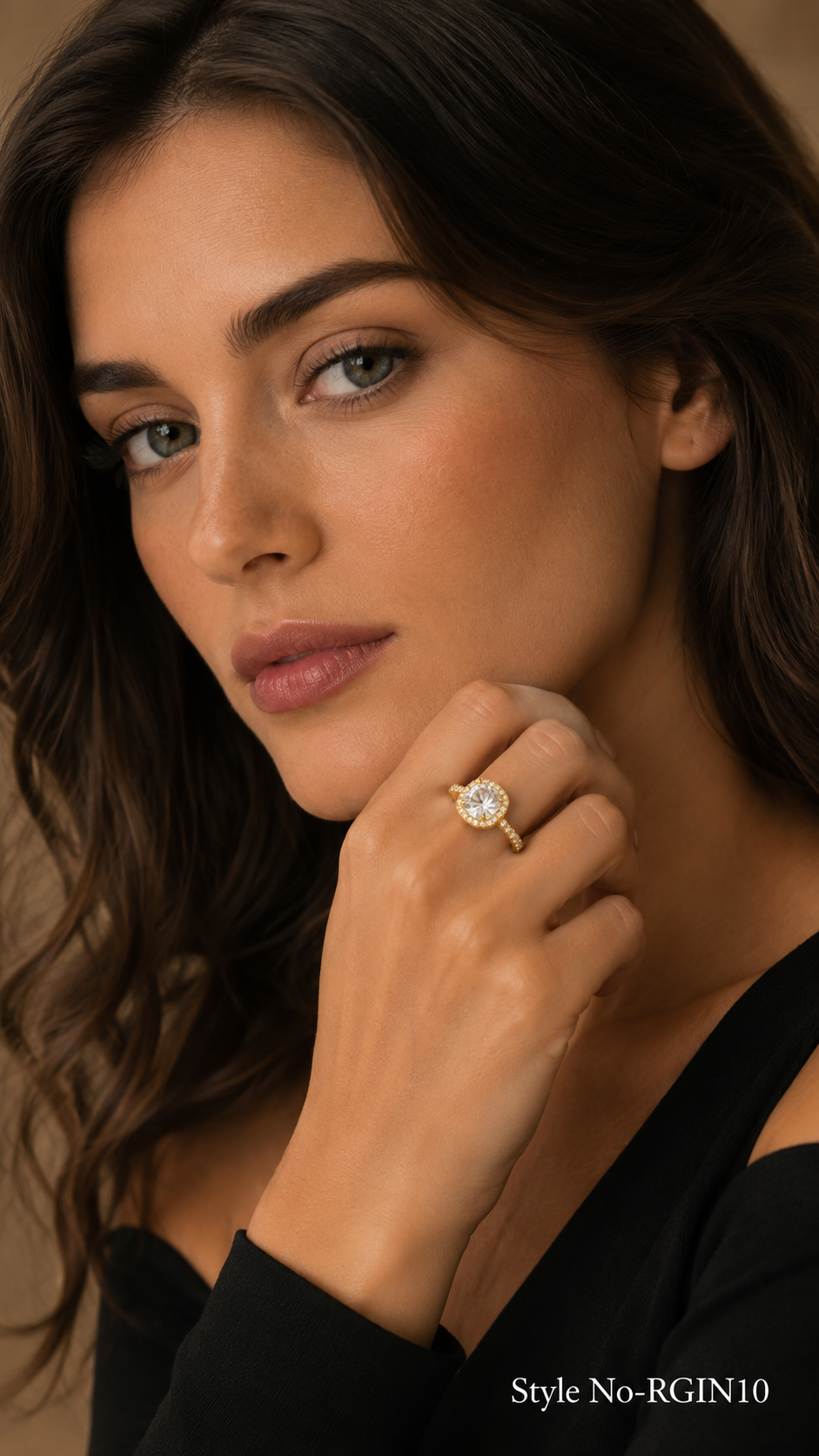 Gold Round Crystal Ring | RGIN10