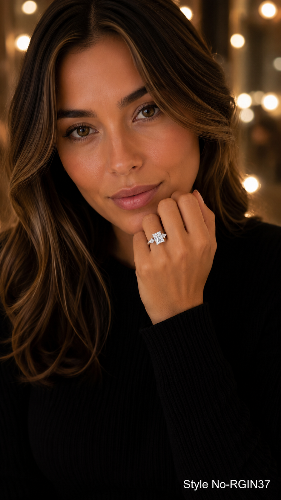 Radiant-Cut Three-Stone Crystal Statement Ring