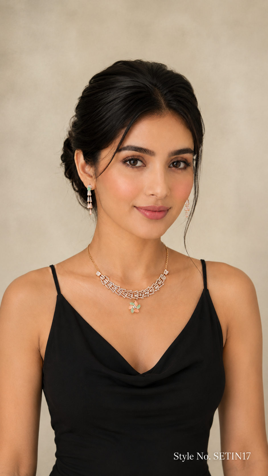Pastel Crystal Necklace and Earring Set | SETIN17