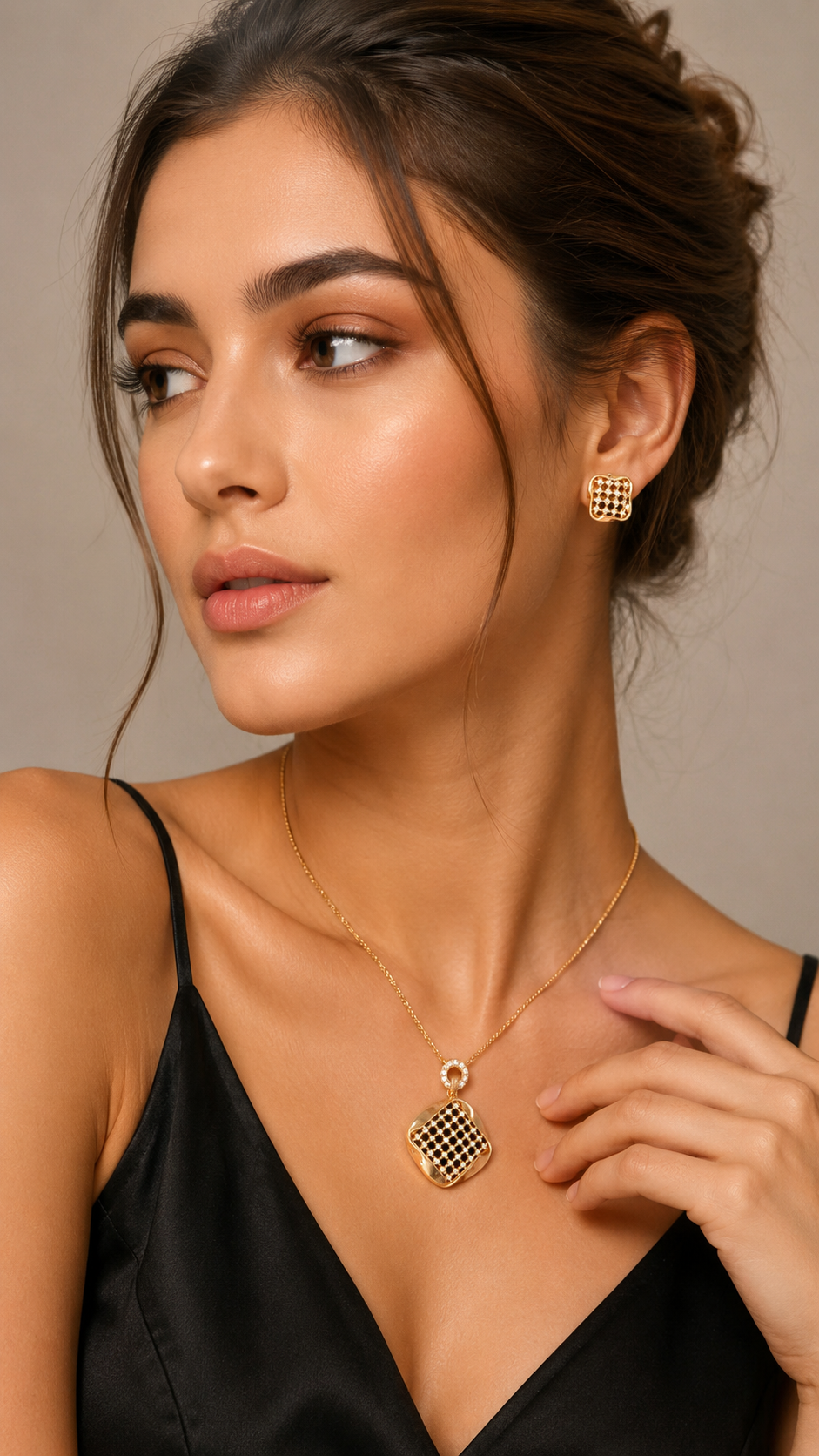 Rose Gold Lattice Necklace and Earring Set | SETIN28